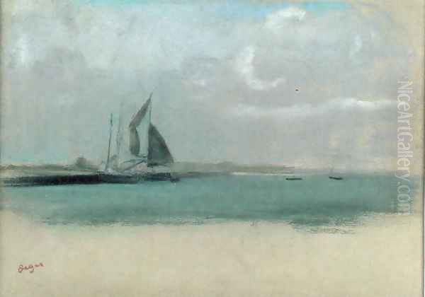 Fishing boats moored in the harbour, c.1869 - view 1