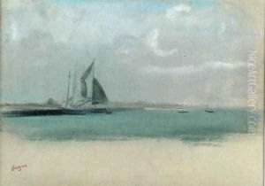Fishing boats moored in the harbour, c.1869 by Edgar Degas