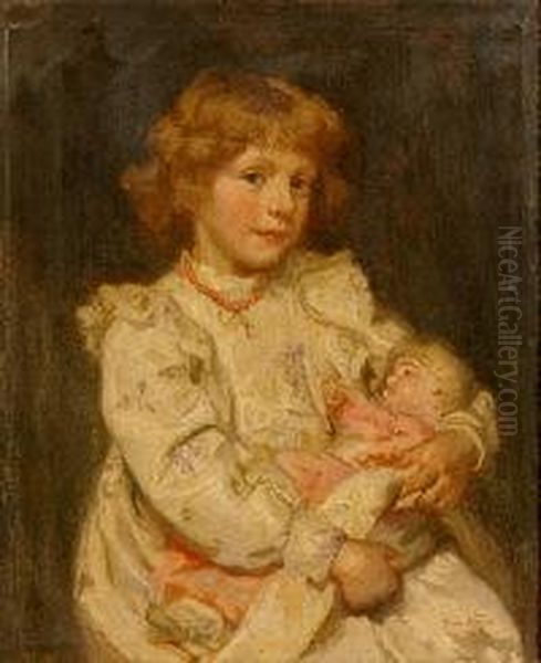 Half Length Portrait Of A Girl Holding A Dog - view 1