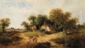 Landscape With Children Gathering Wheat