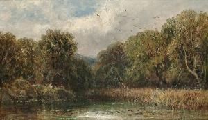 A River Landscape With A Figure Fishing