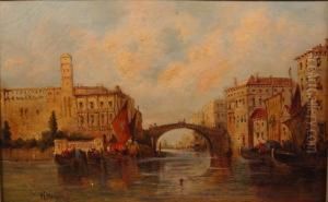 Scorcio Di Venezia Con Ponte E Imbarcazioni by William Meadows