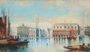 View Of The Doge's Palace And St Marks Square, Venice From The Bacino by William Meadows
