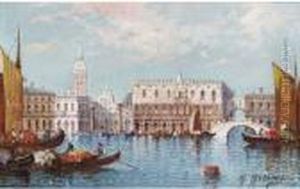 The Doge's Palace From The Bacino by William Meadows