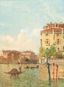 Figures In A Gondola On A Venetian Canal