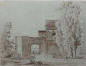 View Of The Ponte Mollo, Rome by Jacob Wilhelm Mechau