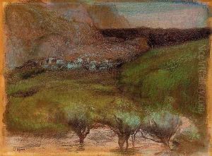 Olive Trees against a Mountainous Background