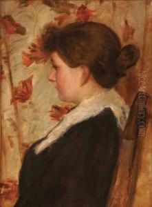 Portrait Of A Seated Young Woman-1909 by Karl Mediz