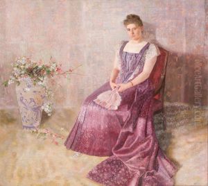 Portrait Of Frau Von Birkenreuth, 'das Lila Staatskleid' by Karl Mediz