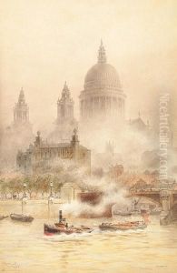 'st Paul's From The Thames' by Hubert James Medlycott