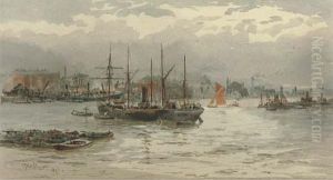 Shipping In The Pool Of London by Hubert James Medlycott