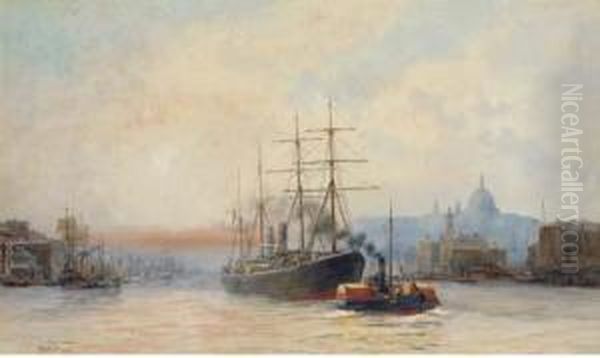 Towing Down River In The Pool Of London - view 1