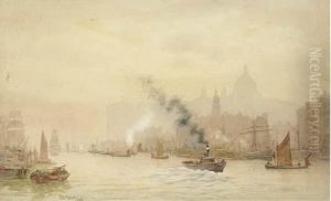A View Of Westminster From The 
South Bank; And A View Of St. Paul's From Across The Thames by Hubert James Medlycott