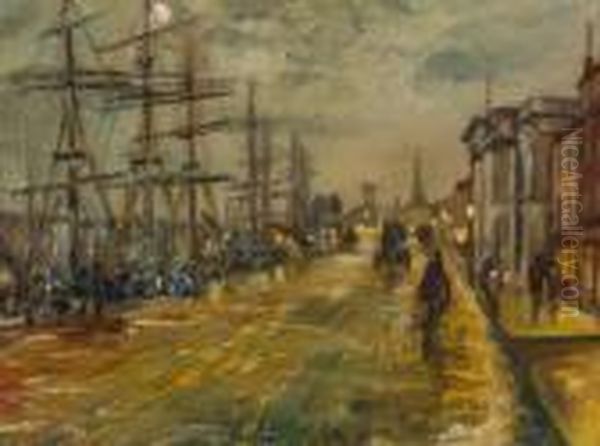 Moonlit Harbour Scene - view 1