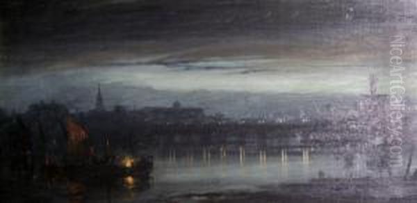 Old Waterloo Bridge Under Moonlight - view 1