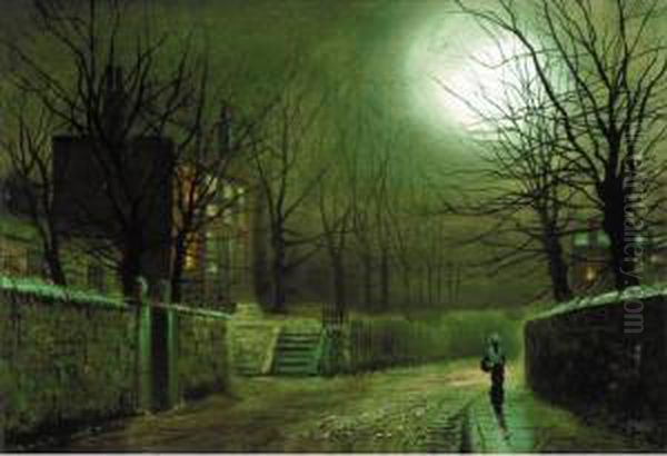 View Of Knostrop Hall In Moonlight - view 1