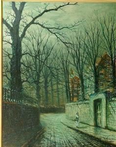 A Moonlit Street Scene A Moonlit Street Scene
