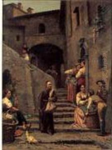 Personnages Dans Un Village En Italie, 1875 Personnages Dans Un Village En Italie, 1875