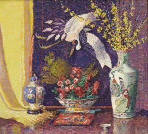 Still Life With Roses And Chinese Porcelain by Lillian Burk Meeser