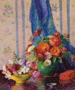 ''zinnias And Petunias'' by Lillian Burk Meeser