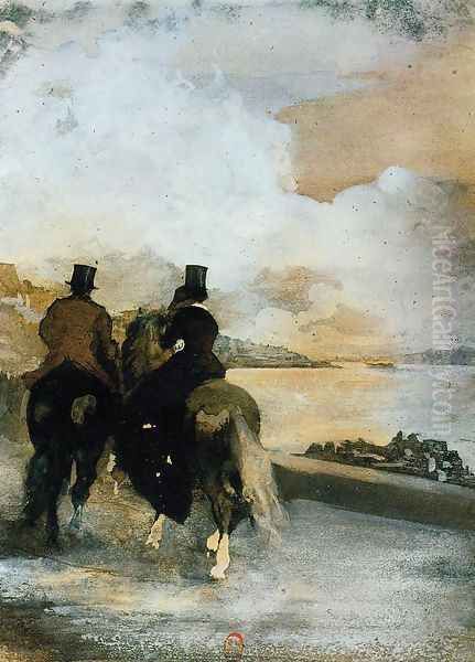 Two Riders by a Lake - view 1