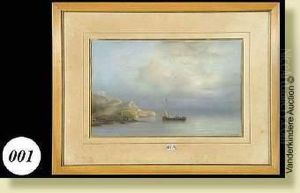 Pecheurs Pres Des Rochers, 
Gouache Et Pastel Sur Papier.signee En Bas A Droite L. Meijer Et Date 
1843. Ecole Hollandaise.dim.: 30x46 Cm