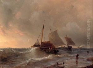 A Choppy Surf At Sunset