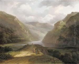 A Mountain Landscape With Countrymen Taking A Break A Mountain Landscape With Countrymen Taking A Break