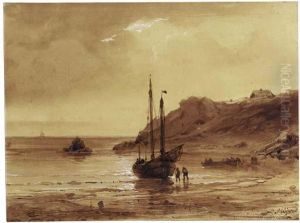A Sailing Vessel On A Rocky Coast