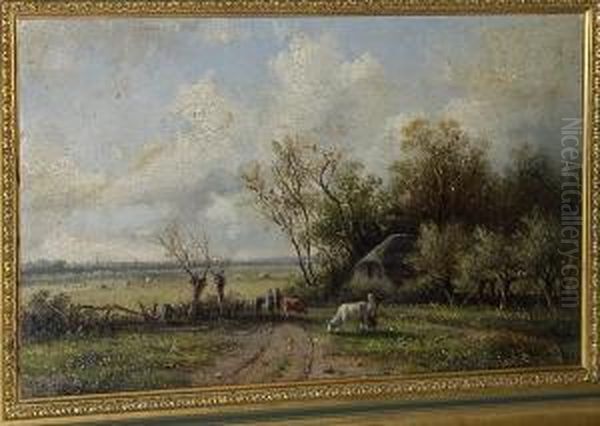Figures And Cattle On A Rural Track - view 1
