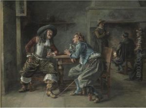 Cavaliers In A Tavern by Jean-Charles Meissonier