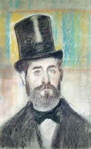 Man in an Opera Hat by Edgar Degas
