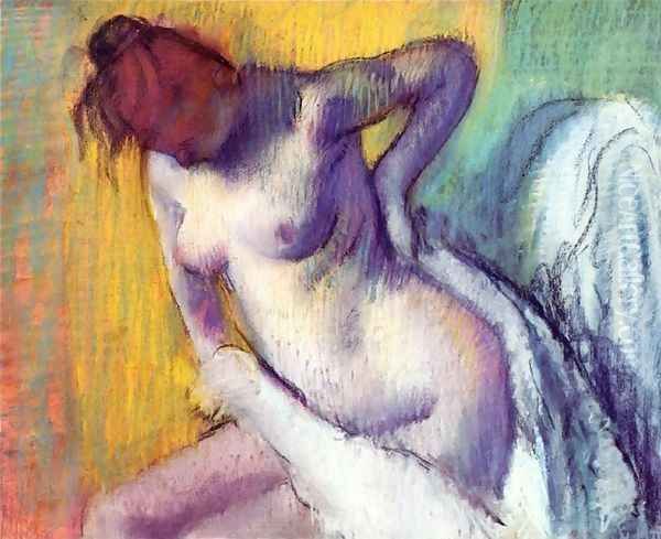 Woman drying herself 3 - view 1