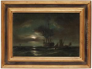 Ships In The Moonlight by Anton Melbye