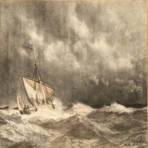 Marine With A Sailing Ship In Storm by Anton Melbye