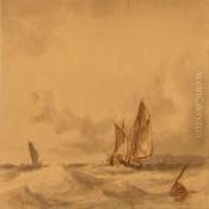 Stormy Sea With Ships by Anton Melbye