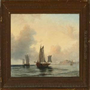 Coastal Scene Withsailing Ships In Calm Weather by Anton Melbye