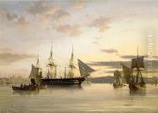 Ships In Calm Water On The Bosporus - view 1