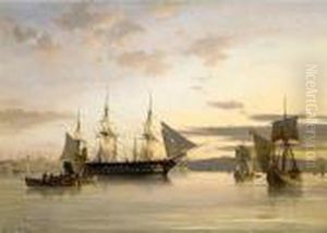 Ships In Calm Water On The Bosporus