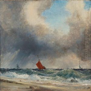 Coastal Scene With Sailing Ships On The Sea by Vilhelm Melbye