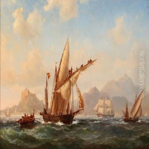 Ships In The Mediterranean Sea Off The Coast Of Alicante by Vilhelm Melbye