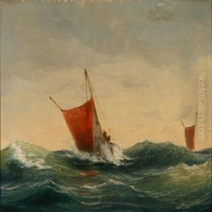 Seascape With Sailing Boats In High Waves by Vilhelm Melbye