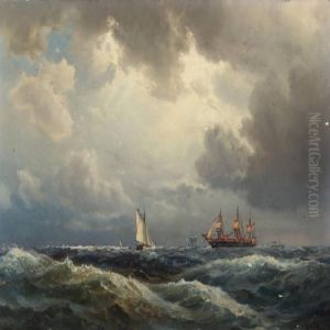 Seascape With Sailing And Motor Ships