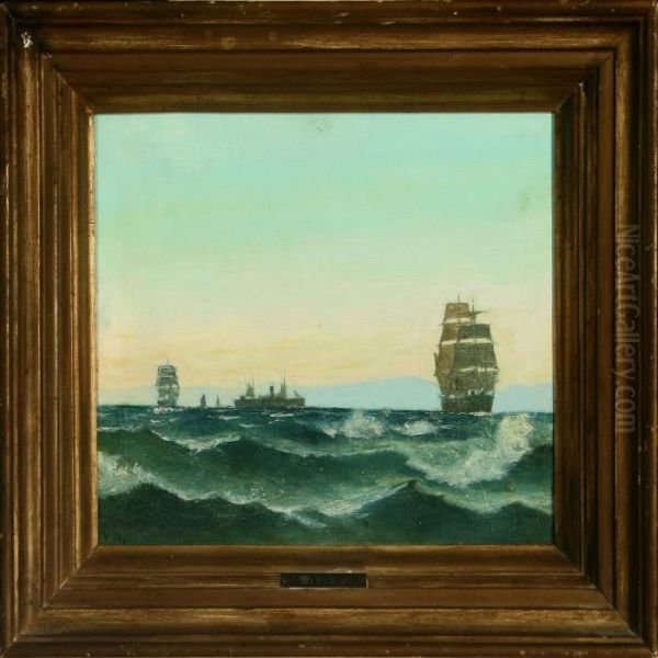 Seascape With Sailing And Motor Ships - view 1