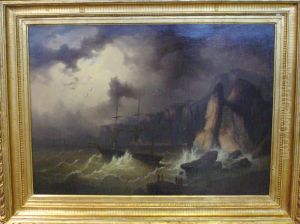 Skeppsbrott. by Vilhelm Melbye