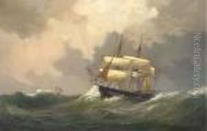 Reefing Down In Heavy Weather by Vilhelm Melbye
