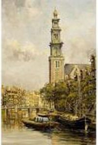 A View Of The Westertoren, Amsterdam by Jan Hermanus Melcher Tilmes