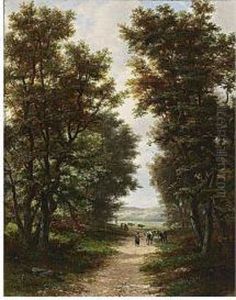 A Landscape With A Peasant Woman On A Country Road by Jan Hermanus Melcher Tilmes