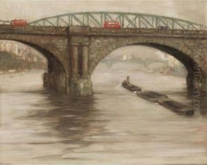 Buses Crossing Blackfriar's Bridge, London by Frans Melchers