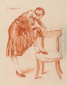 Woman Putting On Her Shoe Woman Putting On Her Shoe